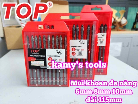 Mũi khoan đa năng 4 cạnh chuôi lục giác dài 115mm TOP 6mm 8mm 10mm LU-MKTOP-6 LU-MKTOP-8 LU-MKTOP-10 (BÁN LẺ 1 CÁI)