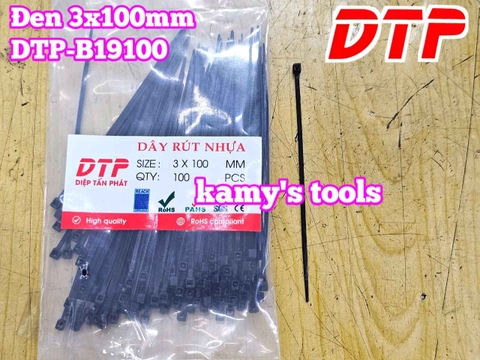 Dây rút dây thít nhựa màu đen trắng 3x100mm DTP-W19100 DTP-B19100 (1 bịch/100 sợi)