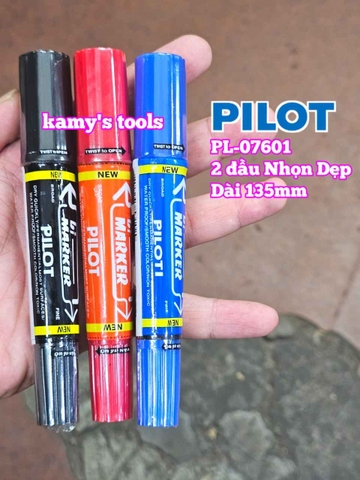 Bút lông dầu Pilot Bi Marker 2 đầu dẹp và nhọn dài 135mm Pilot-07601