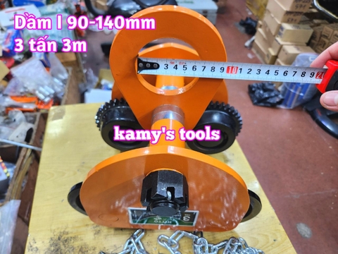 3 tấn 3m Rùa kéo pa lăng Nitto chạy dầm I 90mm-140mm GCL-3