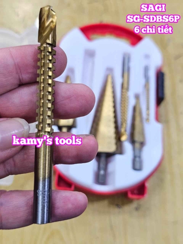 Mũi khoan tháp tầng đa năng chuôi lục giác 6 chi tiết Sagi SG-SDBS6P