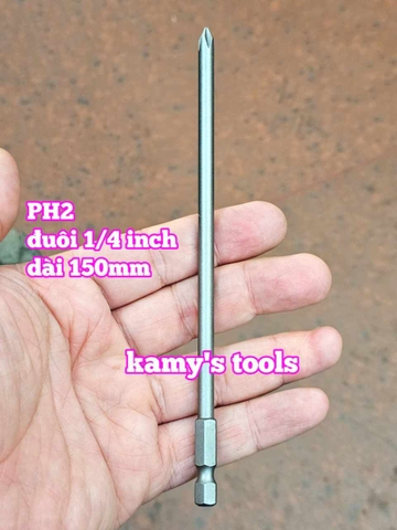 Mũi bắn siết vít bake 4 cạnh 5mm PH1 6mm PH2 dài 100mm 150mm 200mm Wetools
