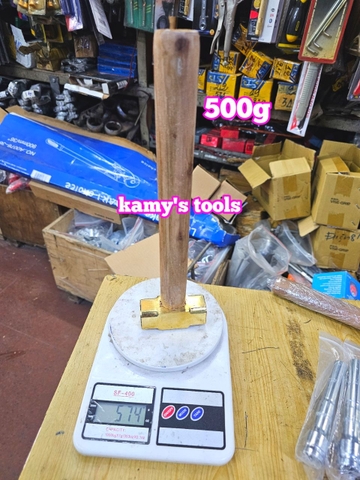 500g 0.5kg Búa đồng thau đầu vuông cán gỗ kamytools