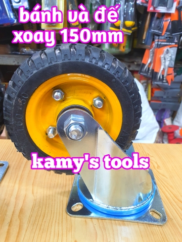 Bánh xe cao su đặc 155x47mm loại có đế xoay và có đế cố định (bán lẻ 1 cái)