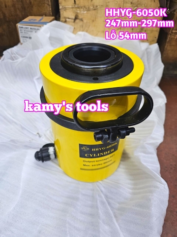 Kích thủy lực có lỗ 60 tấn HHYG-6050K TLP lỗ 54mm hành trình 247mm-297mm xác lớn nặng khoảng 30.2kg