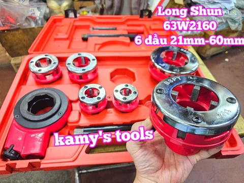 Bộ dụng cụ taro ren ống sắt bằng tay tạo ren ngoài Long Shun 63W2160 gồm 6 đầu 21mm 27mm 34mm 42mm 49mm 60mm