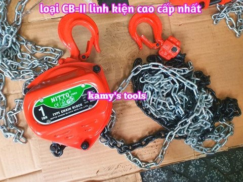 Pa lăng xích kéo tay Nitto 1 tấn 3m (3 mét) 5m (5 mét) model 10VP5 loại CB-II xích đóng logo G80 chính hãng cao cấp