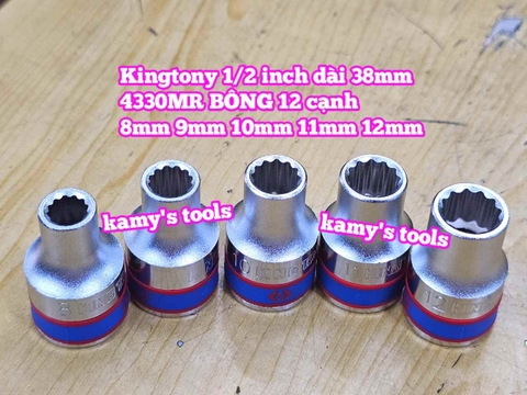 Đầu tuýp khẩu ngắn 1/2 inch Kingtony bông 12 cạnh 8mm 9mm 10mm 11mm 12mm 433008mr 433009mr 433010mr 433011mr 433012mr