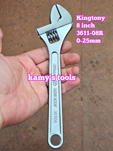 Mỏ lết miệng trắng chrome Kingtony 8 inch 200mm 3611-08r ngàm mở 0-25mm