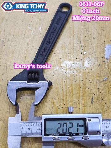 Mỏ lết miệng đen Kingtony 6 inch 150mm 3611-06P miệng mở 0-20mm