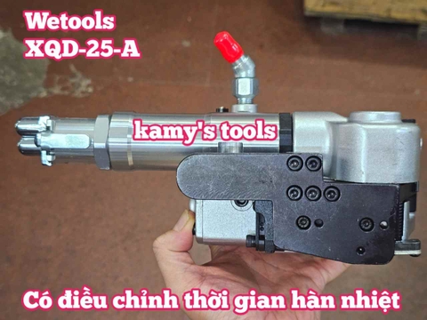 Máy đóng đai siết đai nhựa dùng hơi khí nén PP PET 16-25mm Wetools XQD-25-A có bộ chỉnh thời gian hàn nhiệt cao cấp