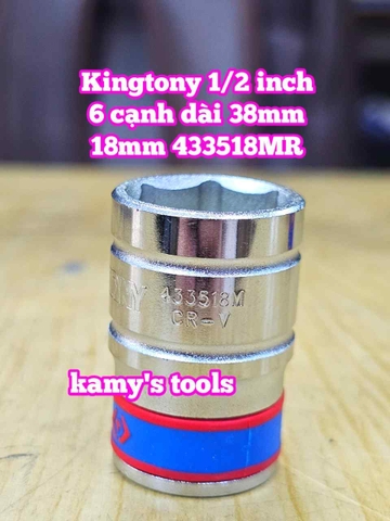 Đầu tuýp trắng ngắn 1/2 inch Kingtony 6 cạnh 18mm 19mm 20mm 21mm 22mm 433518MR 433519MR 433520MR 433521MR 433522MR