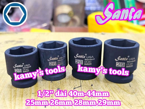 Đầu tuýp 1/2 inch đen Santa 25mm 26mm 28mm 29mm IM625 IM626 IM628 IM629