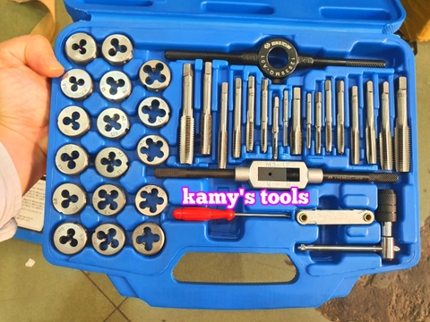 bộ taro bàn ren hệ mét 39 chi tiết kingtony model 12939MQ1 ren trong ren ngoài, bộ ta rô