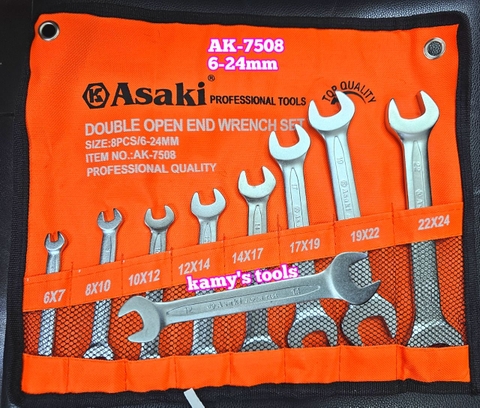 Bộ cờ lê 2 đầu miệng 6mm-24mm Asaki AK-7508