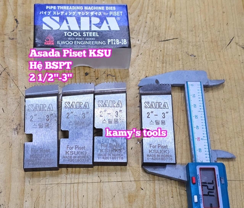 Dao tiện ren ống thép sắt tráng kẽm Asada Piset KSU hiệu Sara 2 1/2-3 inch 76mm-90mm hệ ren thông dụng BSPT