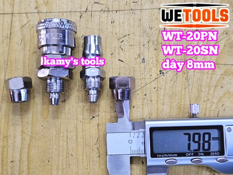 Bộ nối nhanh hơi khí nén dùng cho dây hơi 8mm 20SN 20PN Wetools WT-20PN WT-20SN