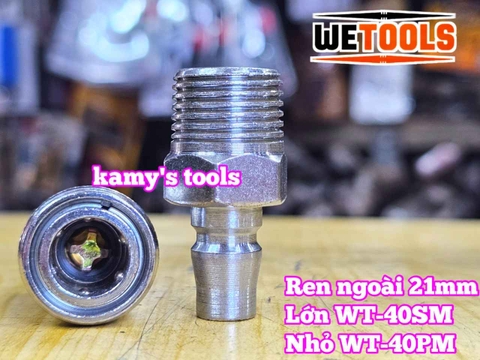 Bộ nối nhanh hơi khí nén ren ngoài 21mm 40SM 40PM Wetools WT-40SM WT-40PM