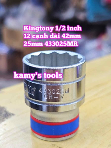Đầu tuýp trắng ngắn 1/2 inch Kingtony 12 cạnh 24mm 25mm 26mm 27mm 28mm 433024MR 433025MR 433026MR 433027MR 433028MR