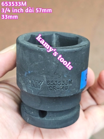 Tuýp 3/4 inch đen ngắn lục giác kingtony dài 57mm 32mm 33mm 34mm 35mm 36mm 653532M 653533M 653534M 653535M 653536M