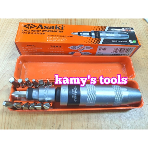 Bộ tô vít đóng tự động đảo chiều 13 mũi Asaki model AK-7192 (bộ tua vít đóng)