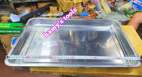 Khay inox hình chữ Nhật inox 304 đựng dụng cụ đồ nghề, thực phẩm thức ăn 600x400x50mm