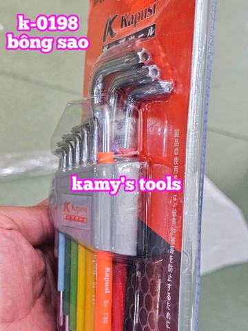 Bộ khóa lục giác bi và bông hoa thị nhiều màu Kapusi 9 cây K-0197 và K-0198