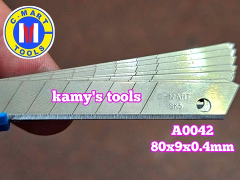 Lưỡi dao rọc giấy nhỏ 9mm C-mart A0042 80x9x0.4mm (10 lưỡi/hộp)