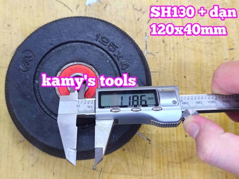 Bánh xe cao su đặc Sanho 120mm kèm đạn 6301RS lỗ 11mm 120x40mm Kamytools