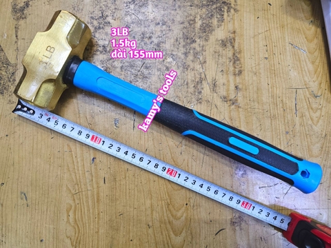 Búa đồng thau đầu lục giác 1.5kg 1500g 3LB cán nhựa dài 355mm kamytools BHCP-03