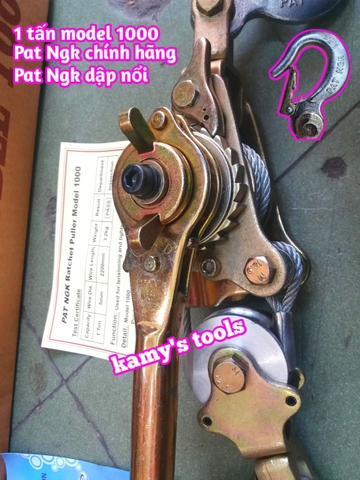 Kích căng cáp 1 tấn Pat Ngk NO1000 cáp 5mm dài 2200mm móc dập nổi chính hãng Haru