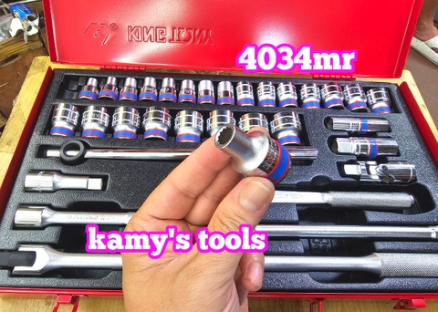 4034MR bộ tuýp 1/2 inch 12 cạnh Kingtony 33 chi tiết hệ mét 8mm-30mm