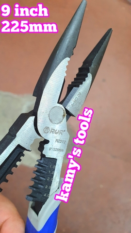 Kìm mỏ nhọn tuốt dây điện bấm cos đa năng 9 inch 225mm Rur R2212