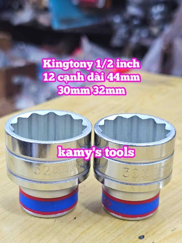 Đầu tuýp trắng ngắn 1/2 inch Kingtony 12 cạnh 29mm 30mm 32mm 433029MR 433030MR 433032MR