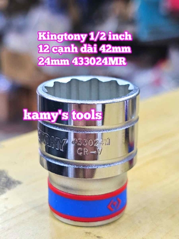 Đầu tuýp trắng ngắn 1/2 inch Kingtony 12 cạnh 24mm 25mm 26mm 27mm 28mm 433024MR 433025MR 433026MR 433027MR 433028MR