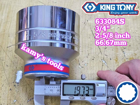 Đầu tuýp hệ inch 12 cạnh 3/4 inch Kingtony cỡ 2-5/8 inch tương đương 67mm 633084S