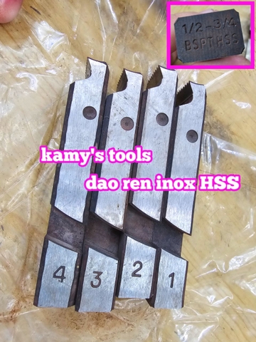 Dao tiện ren ống inox HSS Long Shun 1/2-3/4, 1-2, 2 1/2-3, 2 1/2-4 inch