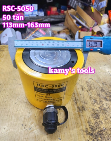 Kích thủy lực 50 tấn hành trình 50mm RSC-5050 113mm-163mm dạng lùn Kamytools