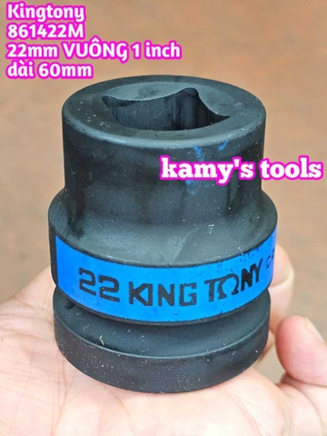 Đầu tuýp vuông 4 cạnh đen 1 inch ngắn 60mm Kingtony 17mm 19mm 20mm 21mm 22mm 851417M 851419M 851420M 851421M 851422M