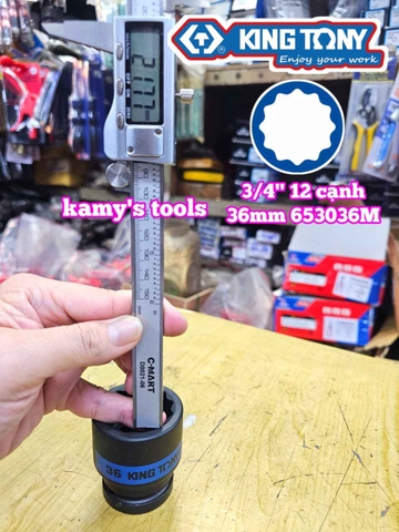 Tuýp 3/4 inch bông 12 cạnh đen Kingtony 36mm 653036M