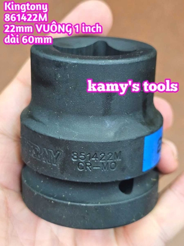 Đầu tuýp vuông 4 cạnh đen 1 inch ngắn 60mm Kingtony 17mm 19mm 20mm 21mm 22mm 851417M 851419M 851420M 851421M 851422M