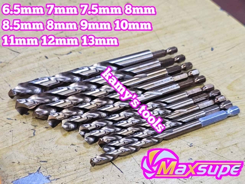 Mũi khoan sắt thép inox M35 chuôi lục giác Maxsupe 6.5mm 7mm 7.5mm 8mm 8.5mm 8mm 9mm 10mm 11mm 12mm 13mm