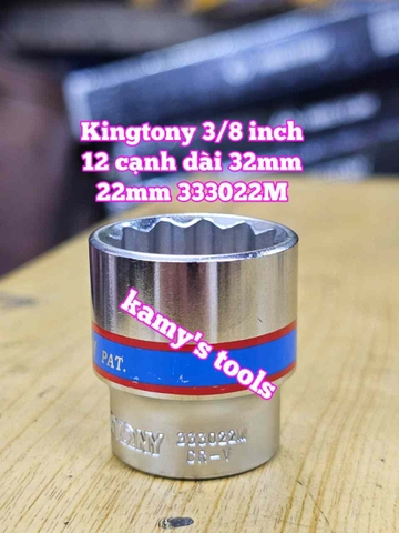 Đầu tuýp trắng 12 cạnh 3/8 inch dài 27mm Kingtony 21mm 22mm 23mm 24mm 333021M 333022M 333024M 333024M