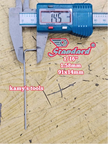 Lục giác bi hệ inch Standard 1/16 inch 1.58mm dài 91x14mm STD-68116 KHÔNG LO GO