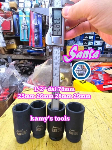 Đầu tuýp 1/2 inch đen dài Santa 25mm 26mm 28mm 29mm IM125 IM126 IM128 IM129