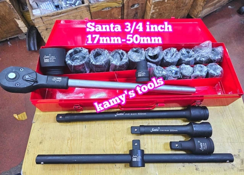 Bộ tuýp khẩu 3/4 inch đen Santa 21 chi tiết 17mm-50mm loại 6 cạnh IMS21 và 12 cạnh IMS22