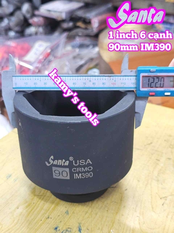 Đầu tuýp khẩu 1 inch Santa 6 cạnh thép Cr-mo 90mm IM390