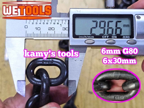 Dây xích cẩu hàng 6mm 6x30mm chuẩn G80 tải trọng 1 tấn Wetools WT-93806A (giá 1 mét)