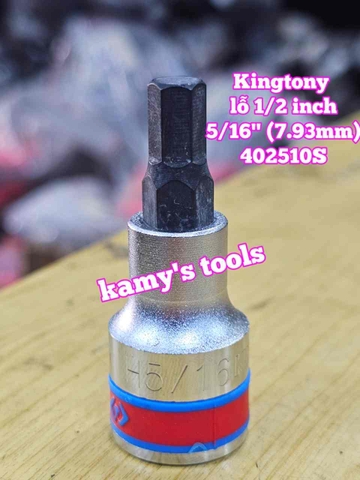 Tuýp lú đầu lục giác lỗ 1/2 inch Kingtony cỡ 3/16 7/32 1/4 19/32 5/16 inch 402506S 402507S 402508S 402509S 402510S