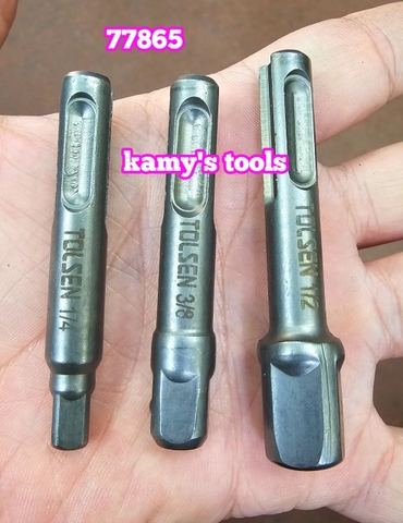 77865 Bộ 3 đầu chuyển khoan đuôi chuôi chân gài 4 rãnh sds plus sang bắn tháo mở bulong tuýp 1/4 3/8 1/2 inch Tolsen
